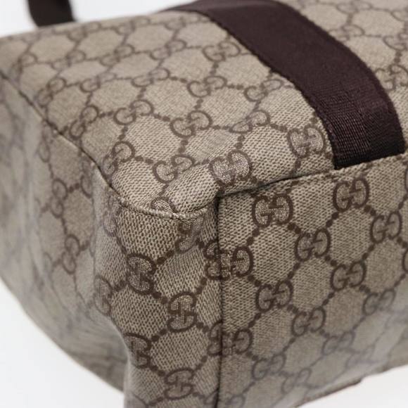 GUCCI GG Supreme Tote Bag PVC Leather Beige Brown Auth mr434 - Picture 9 of 16